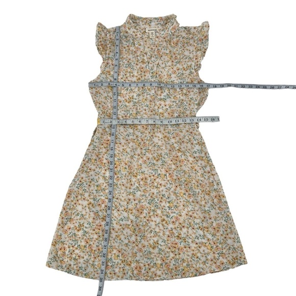 monteau Yellow Pink Floral Ruffle Sleeve Mini Dress Size Large Women’s - Picture 4 of 5